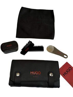 NWT Hugo Boss Shoe Shine Kit Travel Set Black Gift With Purchase Complete